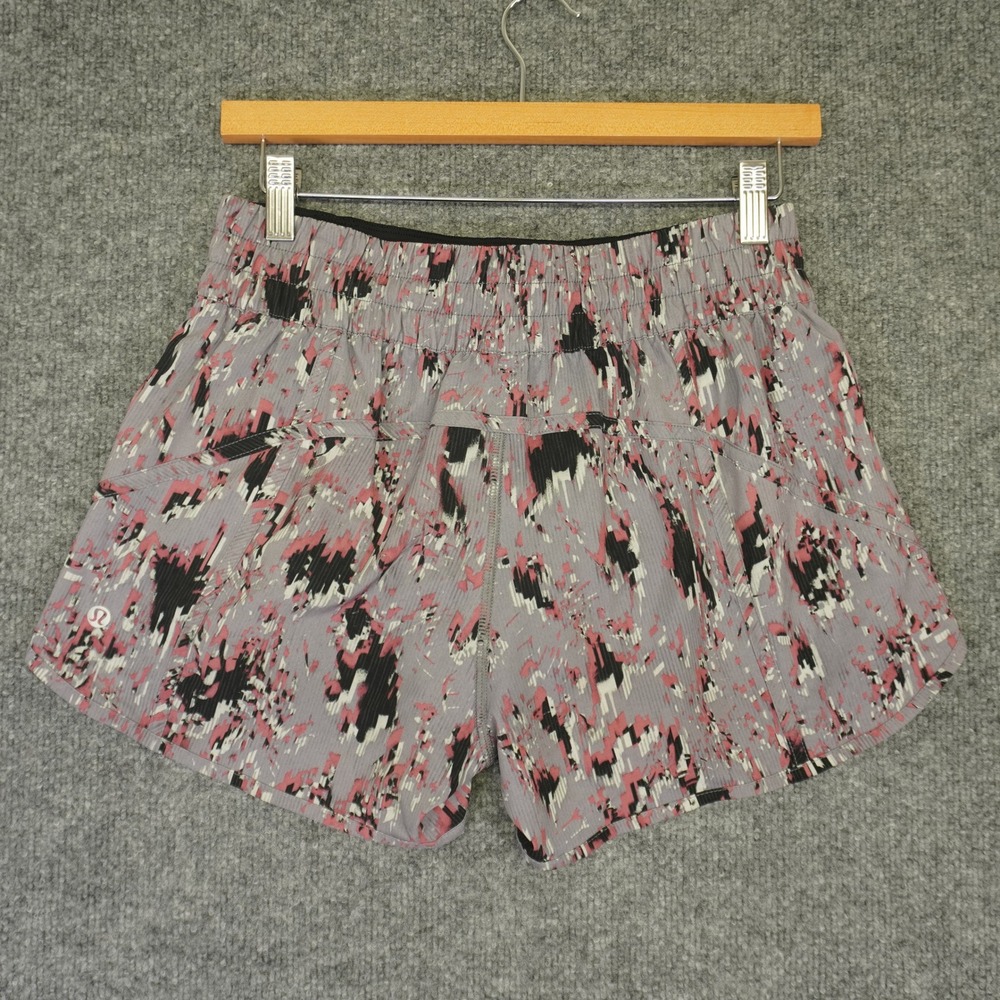 Lululemon Peloton Tracker Short Womens 8 Grey Pink Abstract 4" Inseam Running - Picture 2 of 10